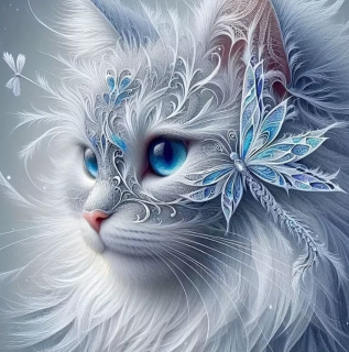 Diamond Painting Majestätische weiße Katze